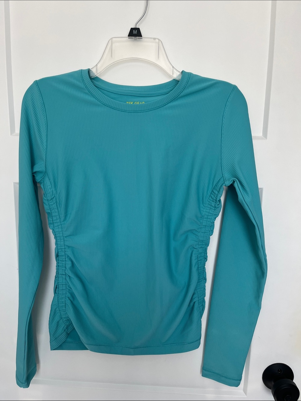 Tek gear Teal Long Sleeve Ruched Side Top